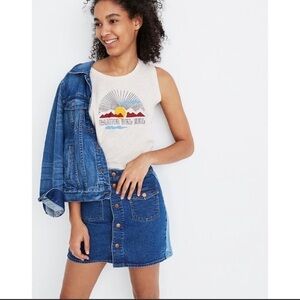 Madewell Stretch Denim Straight Mini Skirt: Pieced Edition